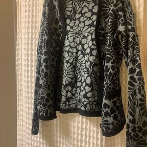 Brooks Brothers Floral Patterned Black and Gray/Green Cardigan